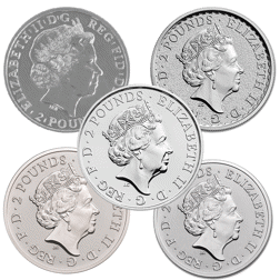 Pre-Owned 2015-2019 UK Lunar Series Silver Coin Collection - 5 Coins - VAT Free