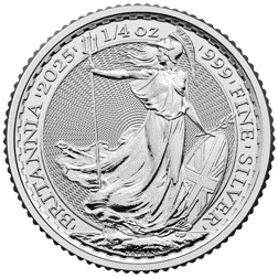 2025 UK Britannia 1/4oz Silver Coin - Full Tube of 19 Coins