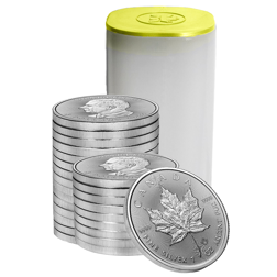 2025 Canadian Maple 1oz Silver Coin - Full Tube of 25 Coins