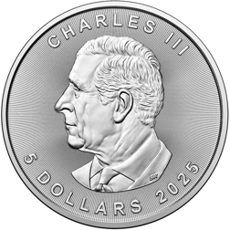 2025 Canadian Maple 1oz Silver Coin - Full Tube of 25 Coins