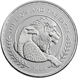 2025 UK The Lion and The Eagle 1oz Silver Coin - Full Tube of 25 Coins