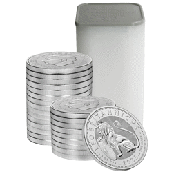 2025 UK The British Lion 1oz Silver Coin - Full Tube of 25 Coins
