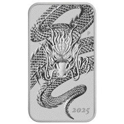 2025 Australian Dragon Rectangular 1oz Silver Coin - Full Tube of 20 Coins