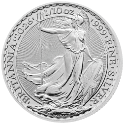 2026 UK Britannia 1/10oz Silver Coin - Full Tube of 16 Coins
