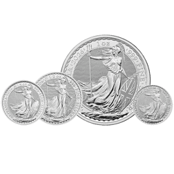 2026 UK Britannia 1oz, 1/2oz, 1/4oz, and 1/10oz Silver Coin Collection