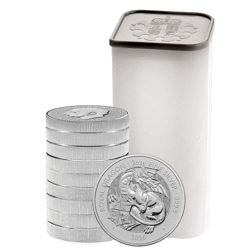2026 UK Tudor Beasts Royal Dragon 2oz Silver Coin - Full Tube of 10 Coins