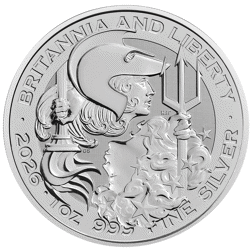 2026 UK Britannia and Liberty 1oz Silver Coin - Full Tube of 25 Coins