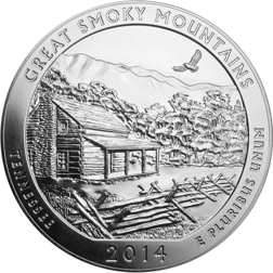 Pre-Owned 2014 ATB Great Smoky Mountains 5oz Silver Coin - VAT Free