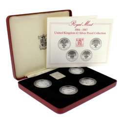 Pre-Owned 1984-1987 UK £1 Proof Silver 4-Coin Collection - VAT Free