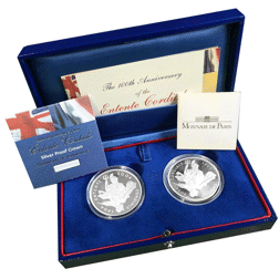 Pre-Owned 2004 UK 100th Anniversary Entente Cordiale Proof Silver Coin Collection - VAT Free