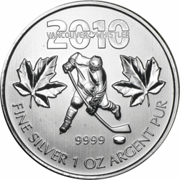 Pre-Owned 2010 Canadian Olympic Hockey 1oz Silver Coin - VAT Free