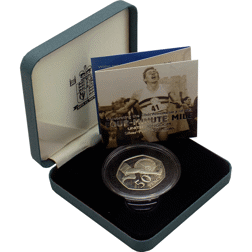 Pre-Owned 2004 UK Anniversary of the 4-Minute Mile 50p Silver Proof Piedfort Coin - VAT Free