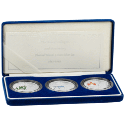 Pre-Owned 2002 Channel Islands Duke of Wellington Proof Silver 3-Coin Set - VAT Free