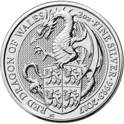Pre-Owned 2017 UK Queen’s Beasts The Dragon 2oz Silver Coin - VAT Free