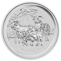 Pre-Owned 2015 Australian Lunar Goat 1/2oz Silver Coin - VAT Free