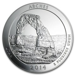 Pre-Owned 2014 ATB Arches 5oz Silver Coin - VAT Free