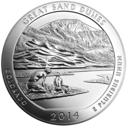 Pre-Owned 2014 ATB Great Sand Dunes National Park 5oz Silver Coin - VAT Free
