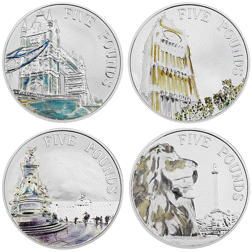 Pre-Owned 2014 UK Portrait of Britain £5 Proof Silver 4-Coin Set - VAT Free