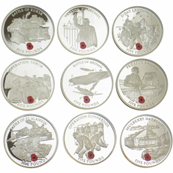 Pre-Owned 2004 UK Proof Route to Victory £5 Silver Coin Collection - VAT Free