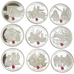 Pre-Owned 2004 UK Proof Route to Victory £5 Silver Coin Collection - VAT Free