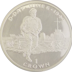 Pre-Owned 1994 Isle of Man D-Day 50th Anniversary Silver Crown - VAT Free