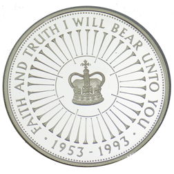 Pre-Owned UK 1993 Coronation 40th Anniversary Crown Proof Design Silver Coin - VAT Free