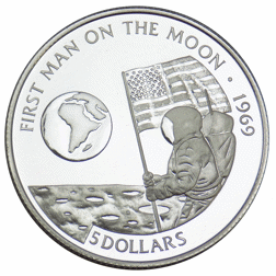 Pre-Owned 1991 25th Anniversary of the Moonlanding - The First Man on the Moon Silver Coin - VAT Fre