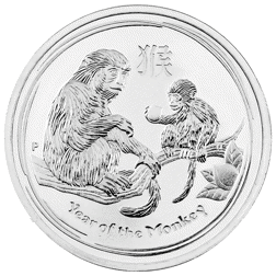 Pre-Owned 2016 Australian Lunar Monkey 1/2oz Silver Coin - VAT Free