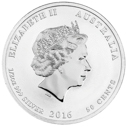 Pre-Owned 2016 Australian Lunar Monkey 1/2oz Silver Coin - VAT Free