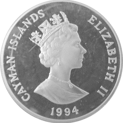 Pre-Owned 1994 Cayman Islands Lady of the Century $1 Silver Coin - VAT Free