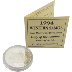 Pre-Owned 1994 Western Samoa Queen Mother $10 Silver Proof Coin - VAT Free