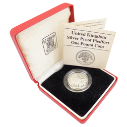 Pre-Owned 1987 UK £1 Piedfort Proof Silver Coin - VAT Free