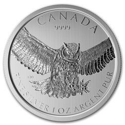 Pre-Owned 2015 Canadian Great Horned Owl 1oz Silver Coin - VAT Free