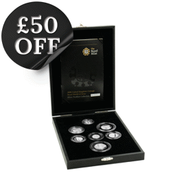 Pre-Owned 2008 UK Coinage Royal Shield of Arms Piedfort Proof Silver 7-Coin Collection - VAT Free
