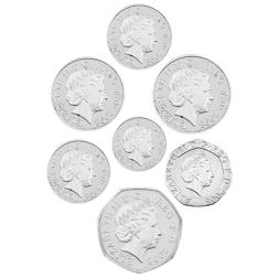 Pre-Owned 2008 UK Coinage Royal Shield of Arms Piedfort Proof Silver 7-Coin Collection - VAT Free