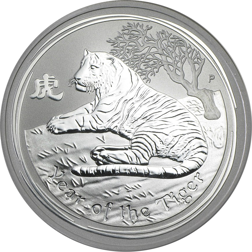 Pre-Owned 2010 Australian Lunar Tiger 1oz Silver Coin - VAT Free