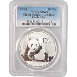 Pre-Owned 2015 Chinese Panda 1oz Silver Coin PCGS Graded MS69 - 33171914