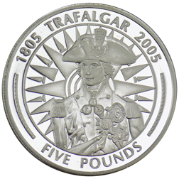 Pre-Owned 2005 Gibraltar Battle of Trafalgar £5 Proof Design Silver Coin - VAT Free