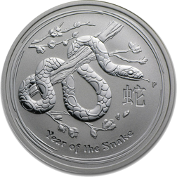 Pre-Owned 2013 Australian Lunar Snake 2oz Silver Coin - VAT Free