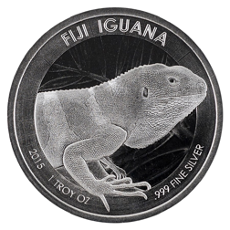 Pre-Owned 2015 Fiji Banded Iguana 1oz Silver Coin in Certi-Lock - VAT Free