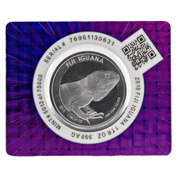 Pre-Owned 2015 Fiji Banded Iguana 1oz Silver Coin in Certi-Lock - VAT Free
