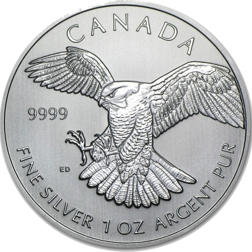 Pre-Owned 2014 Canadian Peregrine Falcon 1oz Silver Coin - VAT Free