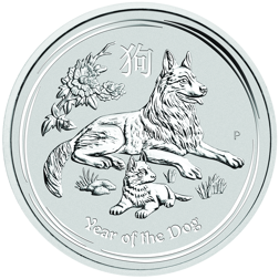 Pre-Owned 2018 Australian Lunar Dog 1oz Silver Coin - VAT Free