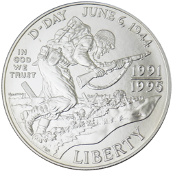 Pre-Owned 1993 USA D-Day Silver Dollar Coin - VAT Free