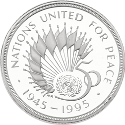 Pre-Owned 1945-1995 UK 50th Anniversary of the United Nations £2 Proof Silver Coin - VAT Free