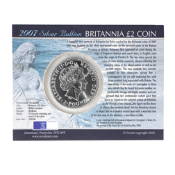 Pre-Owned 2007 UK Britannia 1oz Silver Coin - Carded - VAT Free
