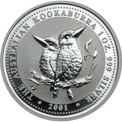 Pre-Owned 2001 Australian Kookaburra 1oz Silver Coin - VAT Free