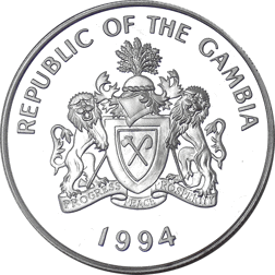 Pre-Owned 1994 Gambia Queen Mother 20 Dalasis Silver Coin - VAT Free