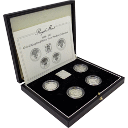 Pre-Owned 1984-1987 UK Proof Piedfort £1 Silver 4 Coin Collection - VAT Free