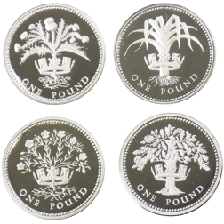 Pre-Owned 1984-1987 UK Proof Piedfort £1 Silver 4 Coin Collection - VAT Free